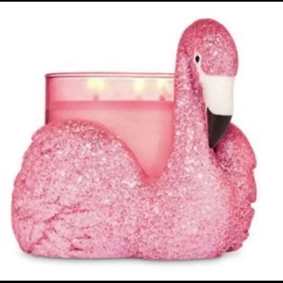 Bath and body works Glitter flamingo 3 wick holder